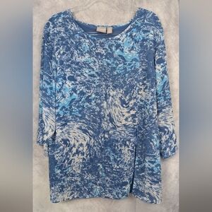 Chico's Size 3 (U.S. XL 16) Sheer Outer With Spandex Tank Liner Blouse In Blues